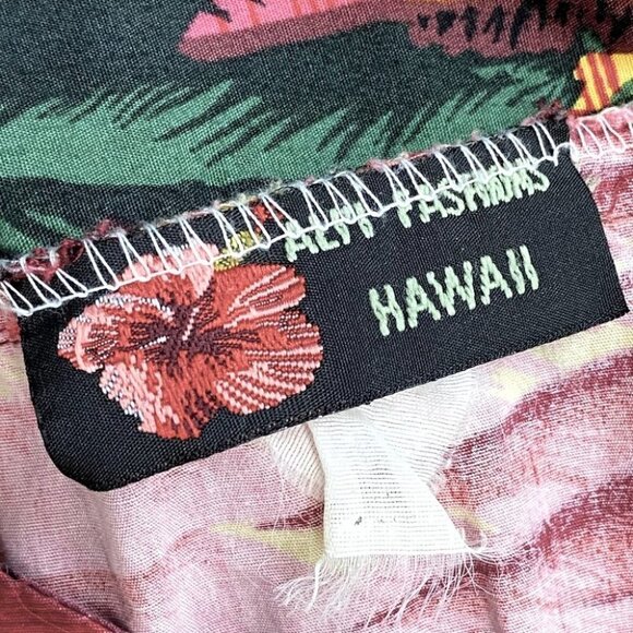 Vintage Alm Fashions Hawaii Red Tropical Short Floral Mumu Dress L - Picture 3 of 14